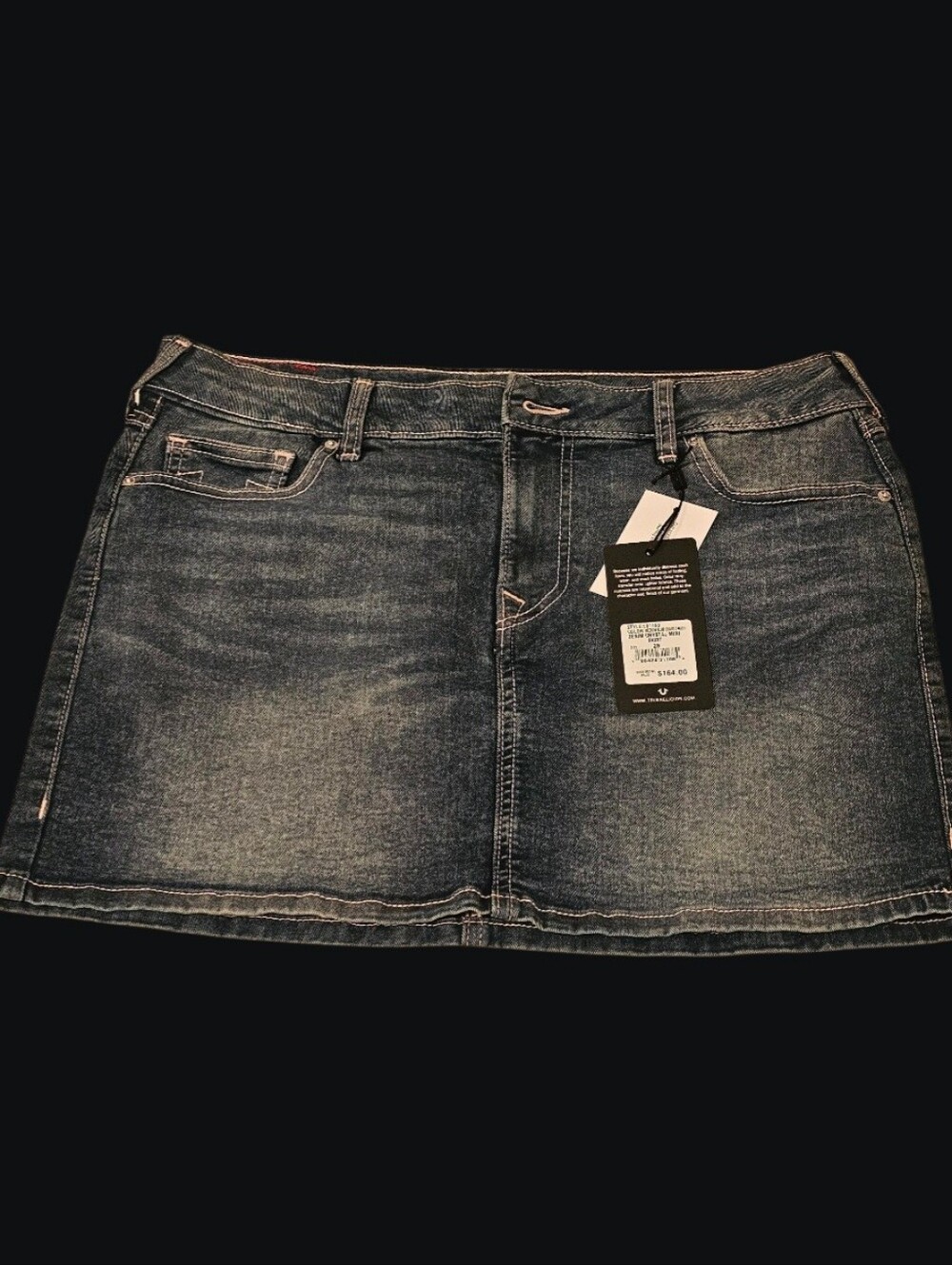 True Religion Faded Blue Denim Mini Skirt